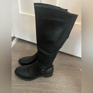 Natural Reflections Black Knee-High Riding Boots with Buckle